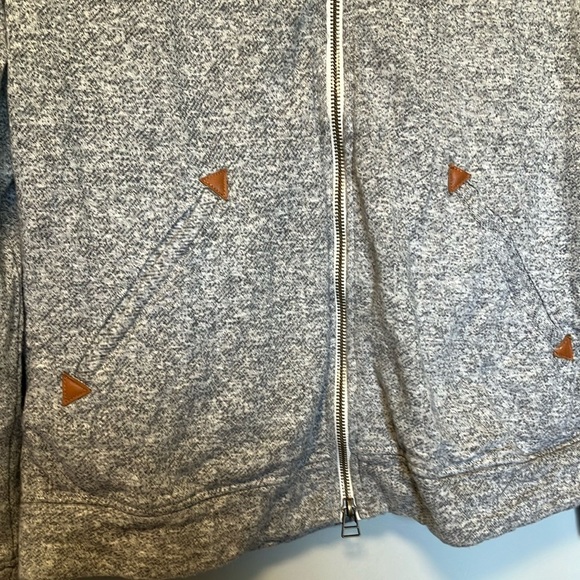 Taylor Stitch Gray Full Zip-Up Hoodie with Leather Accents - Picture 2 of 6